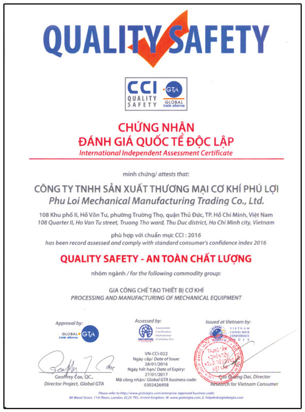 Chứng nhận 9